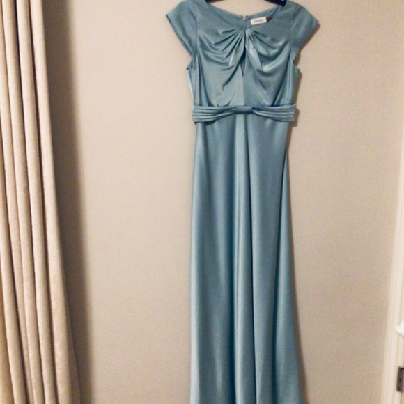 Satin Blue Seafoam Calvin Klein Formal/Cocktail Dress - Picture 6 of 8